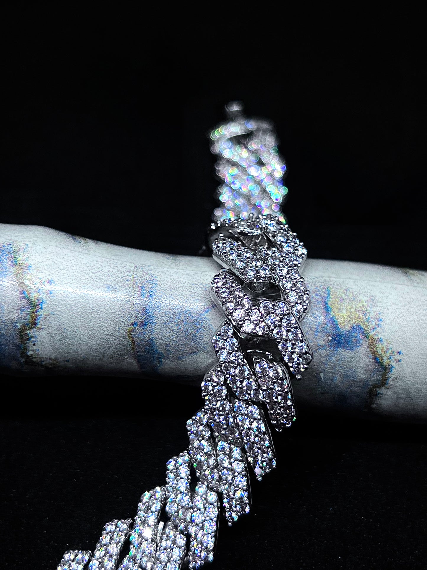 14mm Prong Cuban Bracelet - 18k white gold