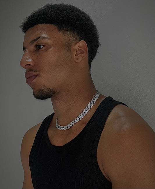 14mm Prong Cuban chain - 18k White Gold