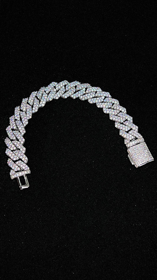 14mm Prong Cuban Bracelet - 18k white gold